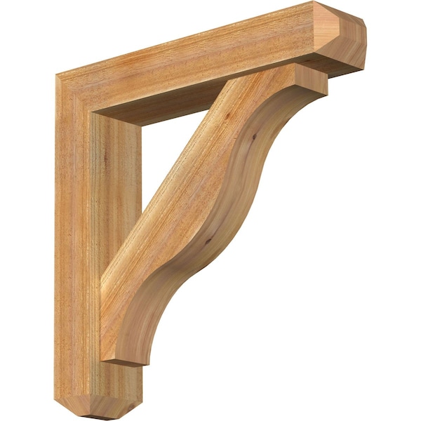 Ekena Millwork Funston Craftsman Rough Sawn Bracket w/ Offset Brace, Western Red Cedar, 6"W x 28"D x 28"H BKT0604X28X28FST04RWR - main